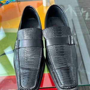 Elegant Black Crocodile-Embossed Men's Loafers
